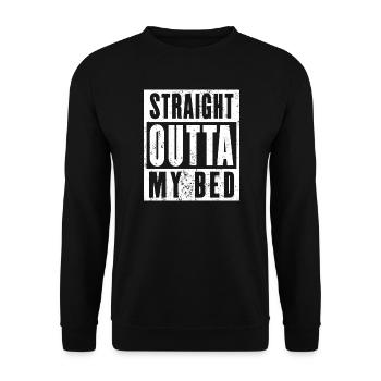 Straight Outta My Bed Shirt, Langschläfer - Unisex Pullover - Schwarz - Vorne - Alina (178cm) & Michal (187cm)
