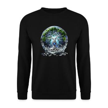 Light and shadow: the mystical Tree of Life. - Unisex Sweatshirt - black - Front - Alina (178cm) & Michal (187cm)