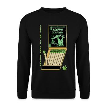 UFO Invasion Vintage Poster Design - Unisex Sweatshirt - black - Front - Alina (178cm) & Michal (187cm)