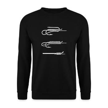 Fish Hook Knot Instruction WHITE - Unisex Sweatshirt - black - Front - Alina (178cm) & Michal (187cm)