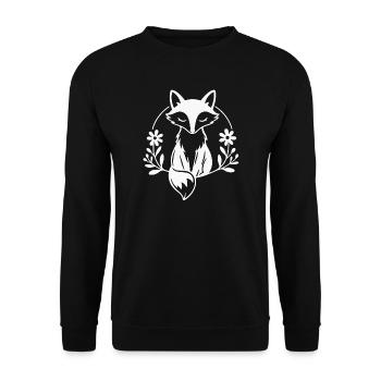 Serene Fox with Floral Wreath Nature Line Art - Unisex Sweatshirt - black - Front - Alina (178cm) & Michal (187cm)