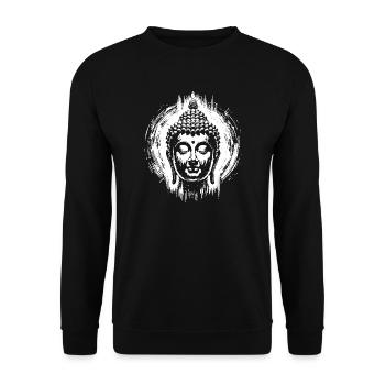 Serene Buddha Head Silhouette - Unisex Sweatshirt - black - Front - Alina (178cm) & Michal (187cm)
