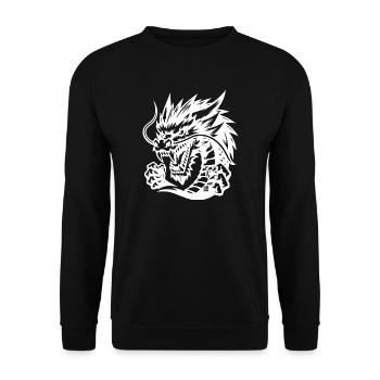 Ewiger Drache Tattoo Design - Unisex Pullover - Schwarz - Vorne - Alina (178cm) & Michal (187cm)