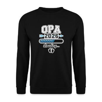 Opa 2026 Loading Bar Baby Ankündigung Geschenk - Unisex Pullover - Schwarz - Vorne - Alina (178cm) & Michal (187cm)