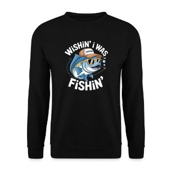 Humorous fish with surf accessories - Unisex Sweatshirt - black - Front - Alina (178cm) & Michal (187cm)