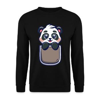Panda Pocket Lustige und originelle Geschenkidee - Unisex Pullover - Schwarz - Vorne - Alina (178cm) & Michal (187cm)