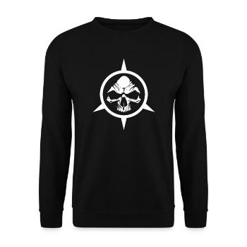 Schädel Logo im Stachel - Kreis SchwarzWeiß - Unisex Pullover - Schwarz - Vorne - Alina (178cm) & Michal (187cm)