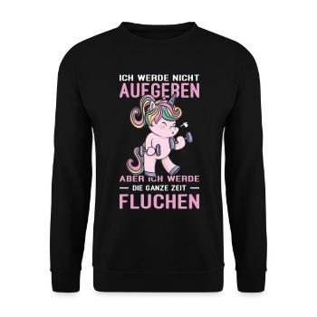 Einhorn Geschenk Fitness Sport Frauen Mädchen - Unisex Pullover - Schwarz - Vorne - Alina (178cm) & Michal (187cm)