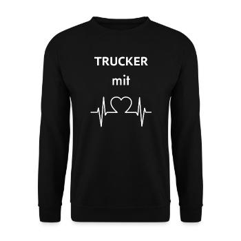 Camionneur avec du cœur - Sweat-shirt Unisexe - noir - Devant - Alina (178cm) & Michal (187cm)