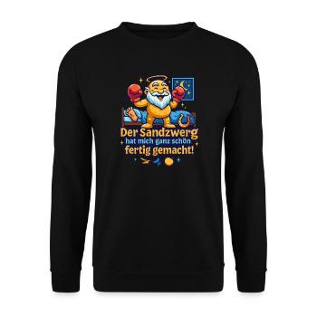 Der Sandzwerg schlägt zu ! - Unisex Pullover - Schwarz - Vorne - Alina (178cm) & Michal (187cm)