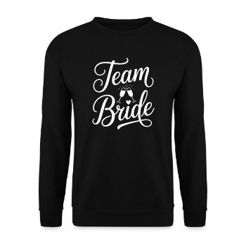 Team Bride Sektgläsern und Herz - Unisex Pullover - Schwarz - Vorne - Alina (178cm) & Michal (187cm)