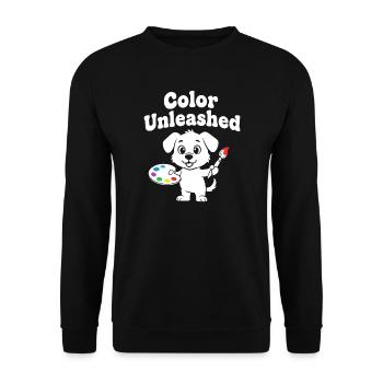 Farbfreigeist Hund - Unisex Pullover - Schwarz - Vorne - Alina (178cm) & Michal (187cm)