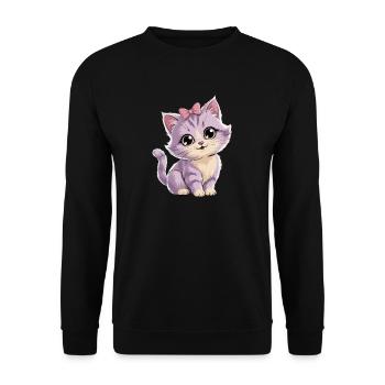 Kitten with bow - customizable - Unisex Sweatshirt - black - Front - Alina (178cm) & Michal (187cm)