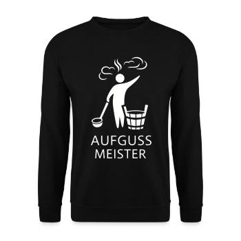 Sauna Aufguss Meister Fächer Piktogramm Minimalist - Unisex Pullover - Schwarz - Vorne - Alina (178cm) & Michal (187cm)