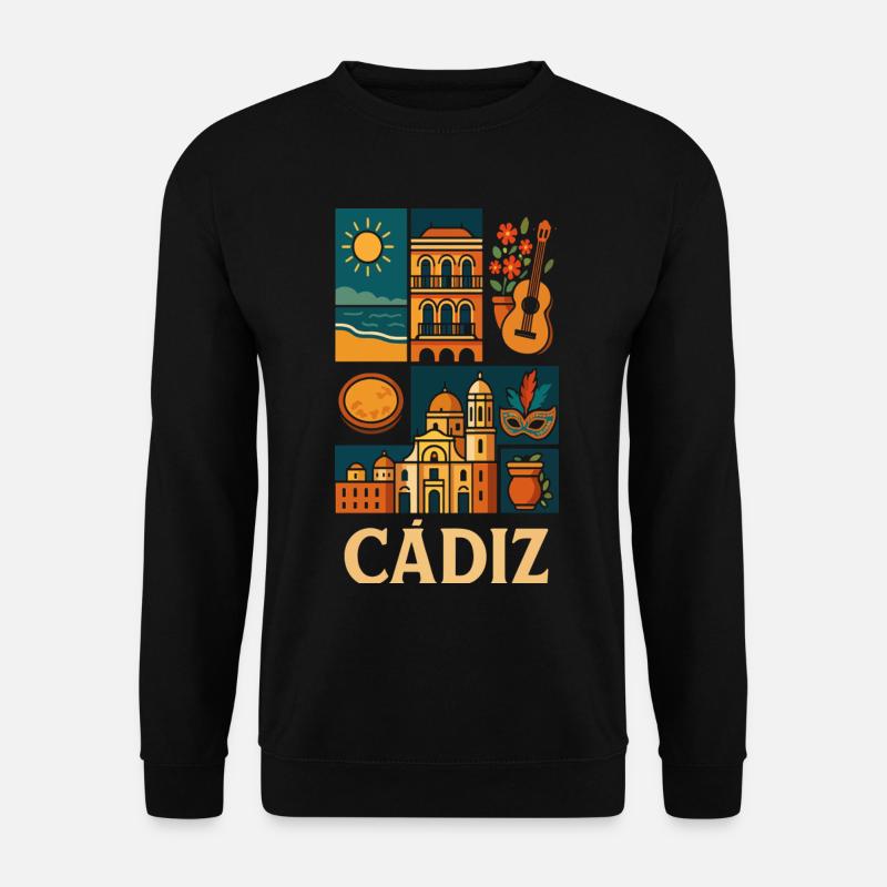 Cadiz Collage Sun Architecture Guitar - Unisex Sweatshirt - black