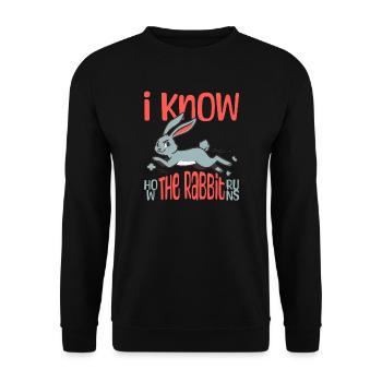I Know How The Rabbit Runs Denglish - Unisex Pullover - Schwarz - Vorne - Alina (178cm) & Michal (187cm)