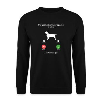 Le Welsh Springer Spaniel appelle le chien drôle - Sweat-shirt Unisexe - noir - Devant - Alina (178cm) & Michal (187cm)