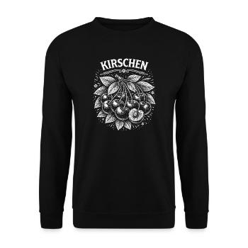 Kirschencluster Illustration - Unisex Pullover - Schwarz - Vorne - Alina (178cm) & Michal (187cm)