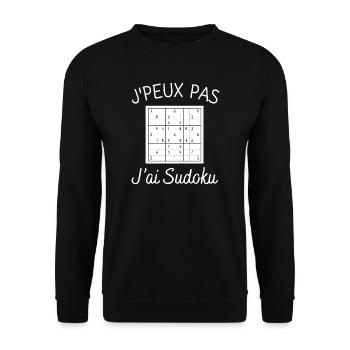 Ich kann nicht, ich habe Sudoku-Humor - Unisex Pullover - Schwarz - Vorne - Alina (178cm) & Michal (187cm)