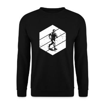 Puristisches Running Thema - Unisex Pullover - Schwarz - Vorne - Alina (178cm) & Michal (187cm)