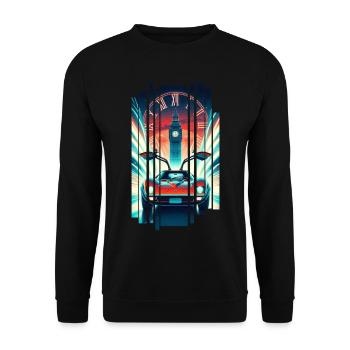 T-shirt Retour vers le futur rétro années 80 - Sweat-shirt Unisexe - noir - Devant - Alina (178cm) & Michal (187cm)