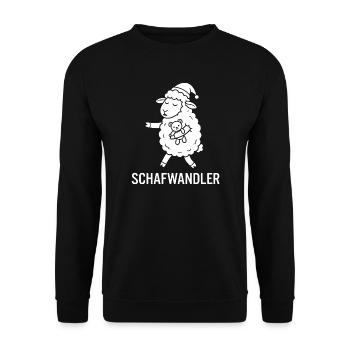 Erkenne die Zeichen Giraffe Mittelfinger lustig - Unisex Pullover - Schwarz - Vorne - Alina (178cm) & Michal (187cm)