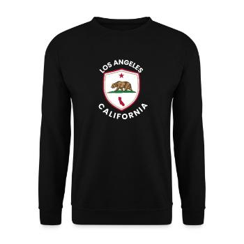 Los Angeles Schildbär - Unisex Pullover - Schwarz - Vorne - Alina (178cm) & Michal (187cm)