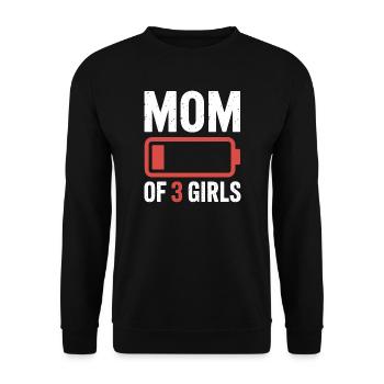 Emblème de batterie de mère de 3 filles - Sweat-shirt Unisexe - noir - Devant - Alina (178cm) & Michal (187cm)