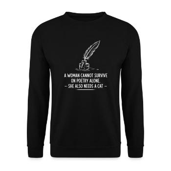 Cat and Quill Poetry Quote - Unisex Sweatshirt - black - Front - Alina (178cm) & Michal (187cm)