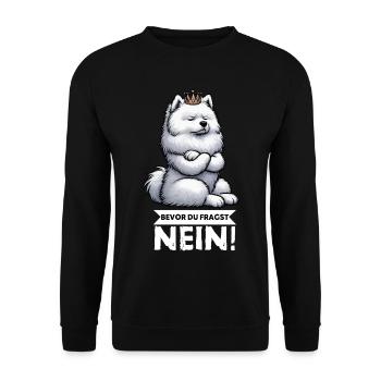 Bevor Du Fragst Nein Samojede Samojedenbesitzer - Unisex Pullover - Schwarz - Vorne - Alina (178cm) & Michal (187cm)