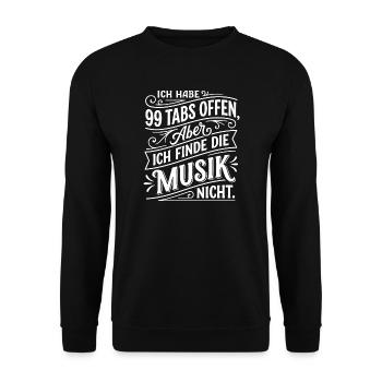 99 Tabs offen aber Musik nicht gefunden - Unisex Pullover - Schwarz - Vorne - Alina (178cm) & Michal (187cm)