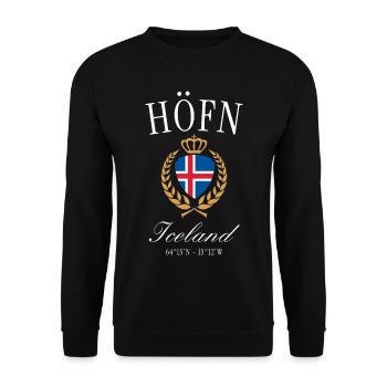 Höfn Island Coat of Arms Crown – Travel Souvenir - Unisex Sweatshirt - black - Front - Alina (178cm) & Michal (187cm)