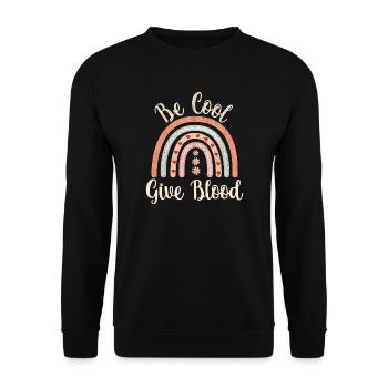 Be cool, give Blood! with rainbow - Unisex Pullover - Schwarz - Vorne - Alina (178cm) & Michal (187cm)