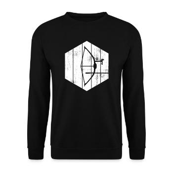 Bogen und Pfeil Skizze - Unisex Pullover - Schwarz - Vorne - Alina (178cm) & Michal (187cm)