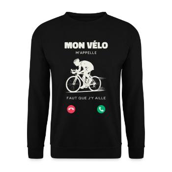 Mon Vélo M’Appelle Faut Que J’Y Aille Humour  - Sweat-shirt Unisexe - noir - Devant - Alina (178cm) & Michal (187cm)