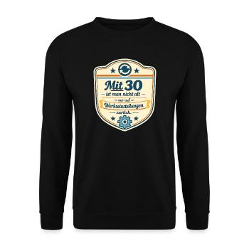 Mit 30 Zurück auf Werkseinstellungen - Unisex Pullover - Schwarz - Vorne - Alina (178cm) & Michal (187cm)