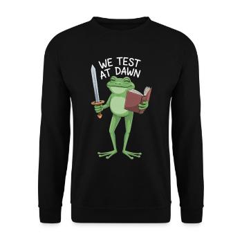 Dawn Frog Knight Reading - Unisex Sweatshirt - black - Front - Alina (178cm) & Michal (187cm)