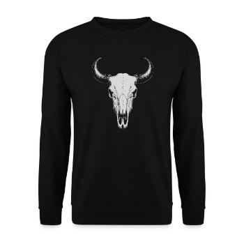 Bull Skull Horns - Unisex Sweatshirt - black - Front - Alina (178cm) & Michal (187cm)