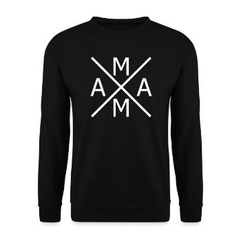 AMMA Kreuzlogo Geometrie - Unisex Pullover - Schwarz - Vorne - Alina (178cm) & Michal (187cm)