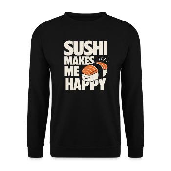 Sushi Makes Me Happy Cute Sushi - Unisex Sweatshirt - black - Front - Alina (178cm) & Michal (187cm)