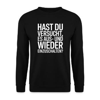 Aus- und Einschalten IT-Meme - Unisex Pullover - Schwarz - Vorne - Alina (178cm) & Michal (187cm)