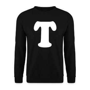 Large T Style Print | Letter T | T Logo - Unisex Sweatshirt - black - Front - Alina (178cm) & Michal (187cm)