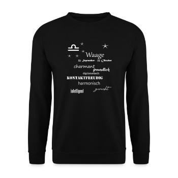 Waage_Sternzeichen - Unisex Pullover - Schwarz - Vorne - Alina (178cm) & Michal (187cm)