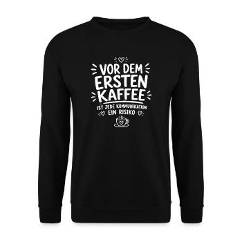 Vor dem ersten Kaffee - Unisex Pullover - Schwarz - Vorne - Alina (178cm) & Michal (187cm)