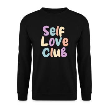 Self Love Club Pastelldruck - Unisex Pullover - Schwarz - Vorne - Alina (178cm) & Michal (187cm)
