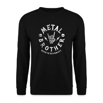 Metal Brother Heavy Rock Skull Gift Shirt - Unisex Sweatshirt - black - Front - Alina (178cm) & Michal (187cm)