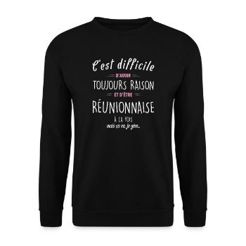 C Est Difficile D Avoir Toujours Raison Et D Et... - Sweat-shirt Unisexe - noir - Devant - Alina (178cm) & Michal (187cm)