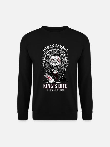 King's Bite Löwe Streetwear - Unisex Pullover - Schwarz