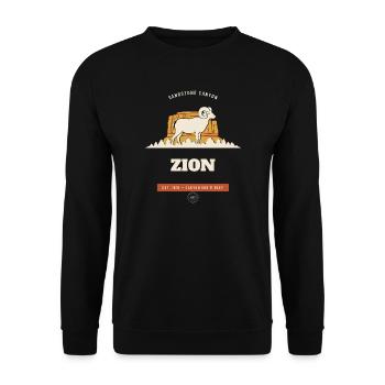 Zion-Nationalpark Dickhorn-Widder - Unisex Pullover - Schwarz - Vorne - Alina (178cm) & Michal (187cm)
