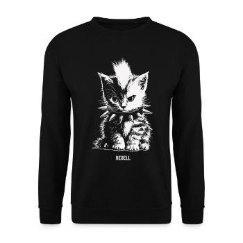 Rebell Kitten - Unisex Pullover - Schwarz - Vorne - Alina (178cm) & Michal (187cm)